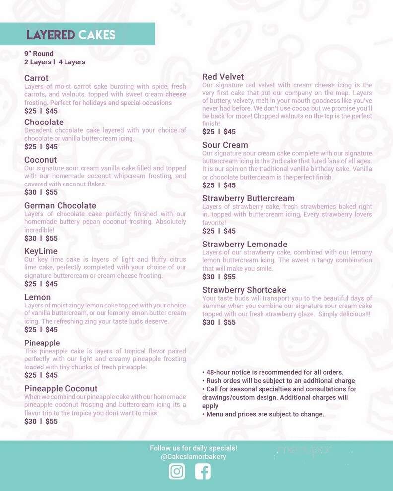 Cakes LaMo'r Bakery - Columbia, SC menu_pic