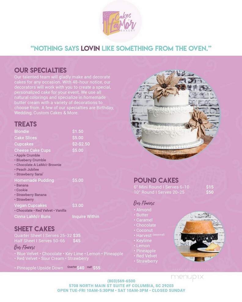 Cakes LaMo'r Bakery - Columbia, SC menu_pic