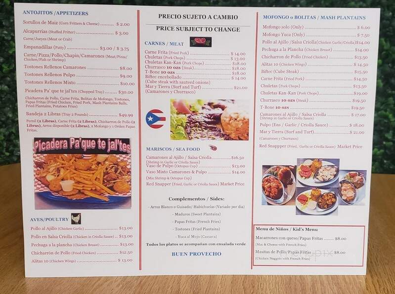 El Azucarero Restaurant - Haines City, FL menu_pic