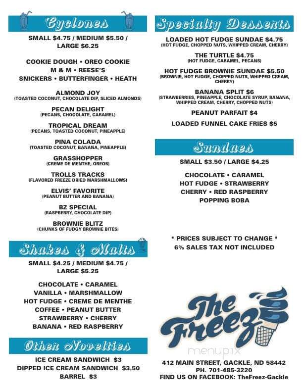 Gackle Tastee Freez - Gackle, ND menu_pic