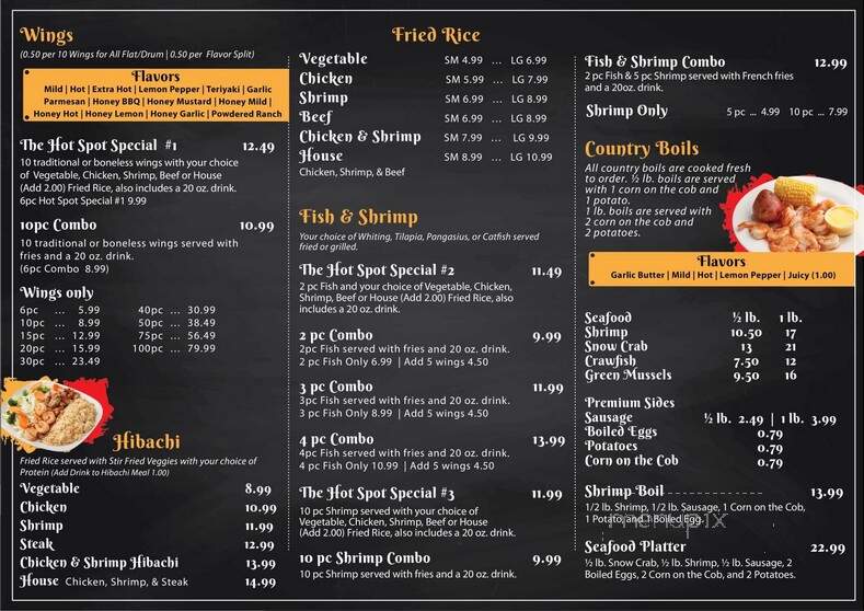 Hot Spot Wings & Seafood - Warner Robins, GA menu_pic