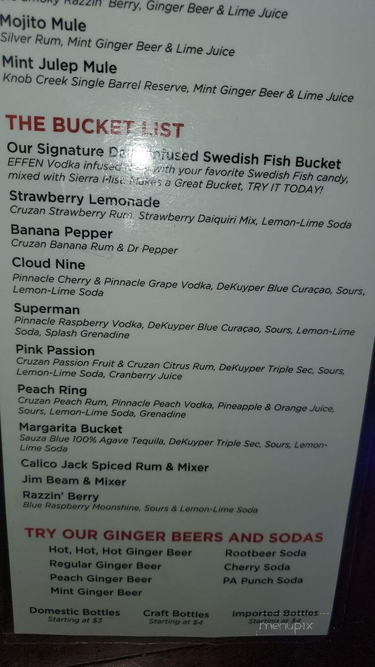 Infusion Nightclub - Clarion, PA menu_pic