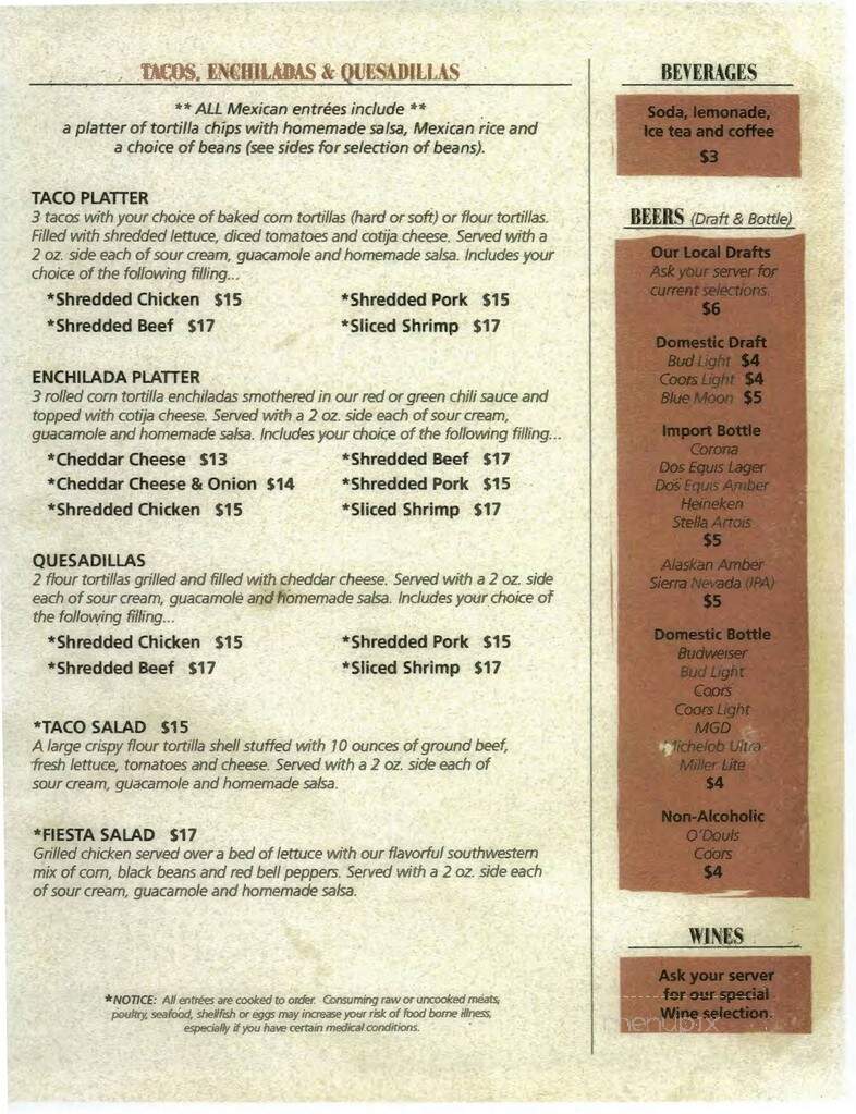 Kachina Lounge - Williams, AZ menu_pic