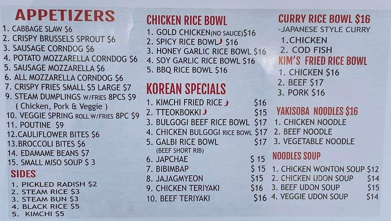 Kim's Fried Chicken - Chilliwack, BC menu_pic