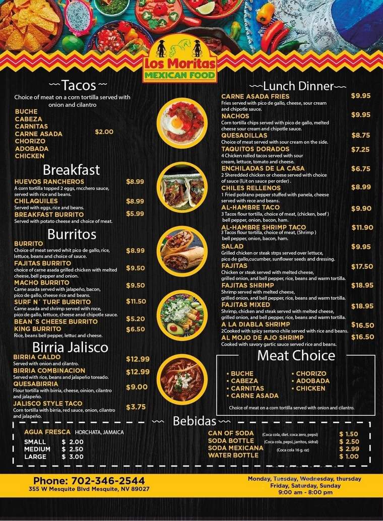Los Moritas - Mesquite, NV menu_pic