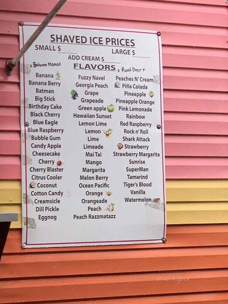 Macs Sno Shack - Oneonta, AL menu_pic