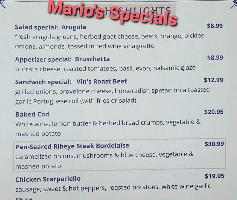 Marys Pizzeria - Waterbury, CT menu_pic