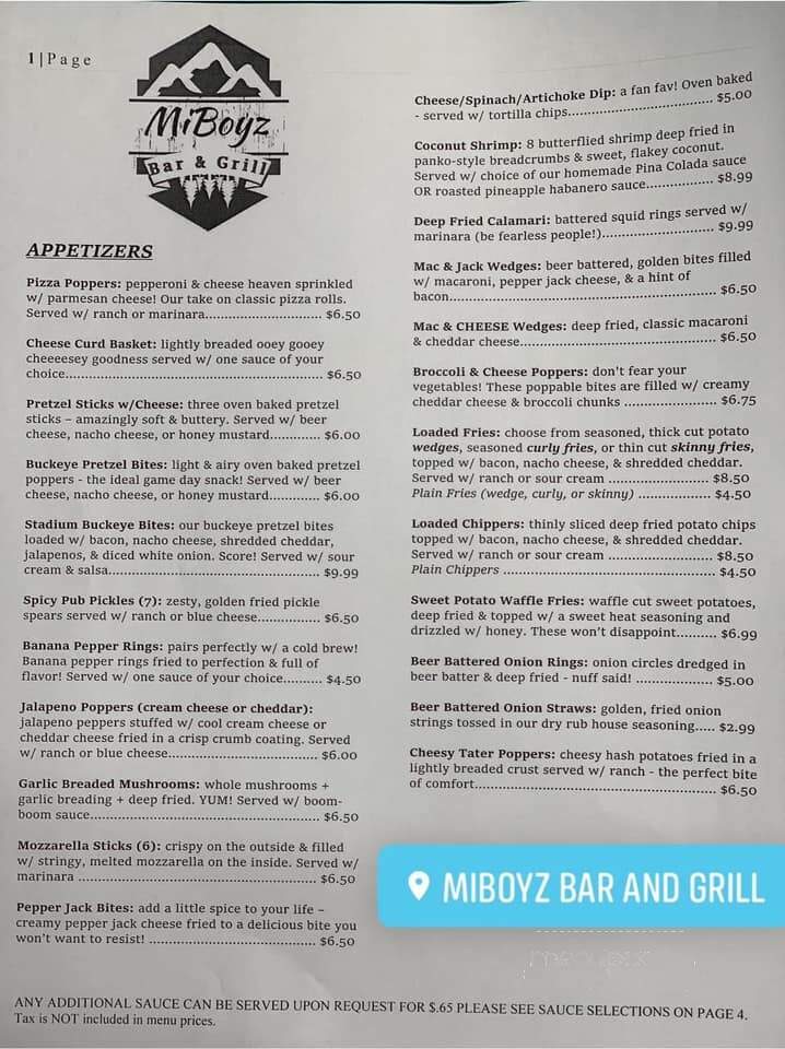 MiBoyz Bar and Grill - Pomeroy, OH menu_pic