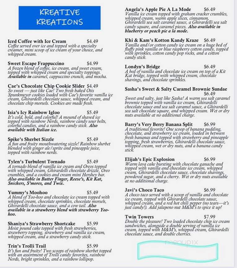 Micah's Sweet Escape - Albemarle, NC menu_pic