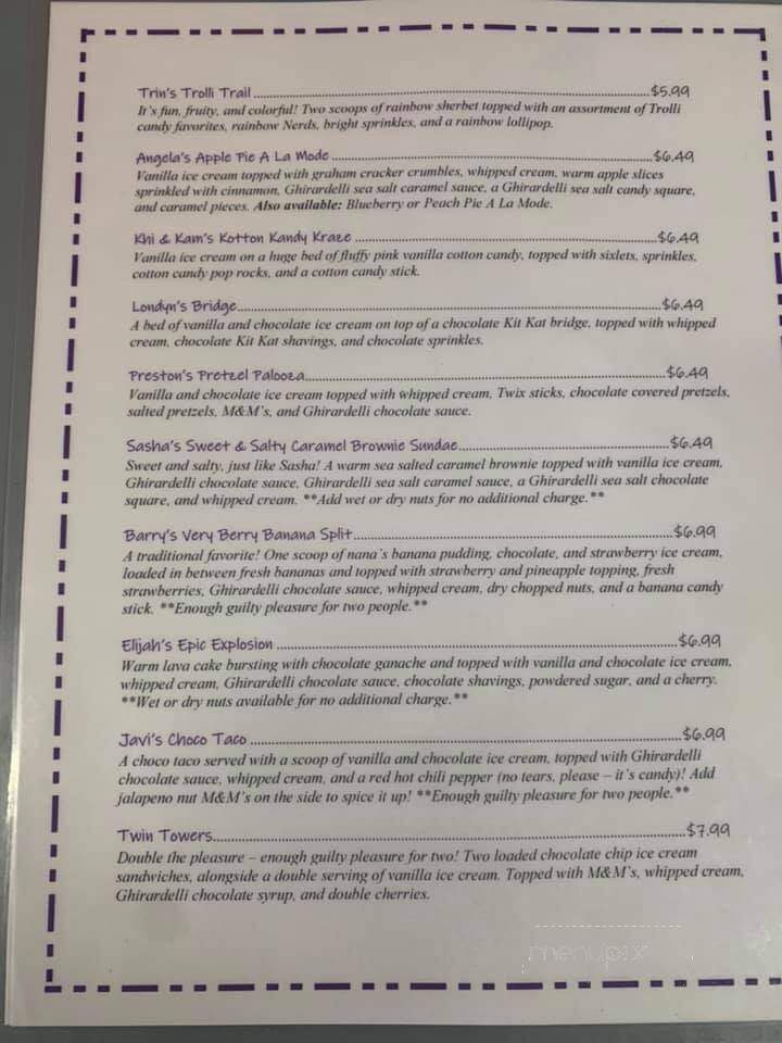 Micah's Sweet Escape - Albemarle, NC menu_pic
