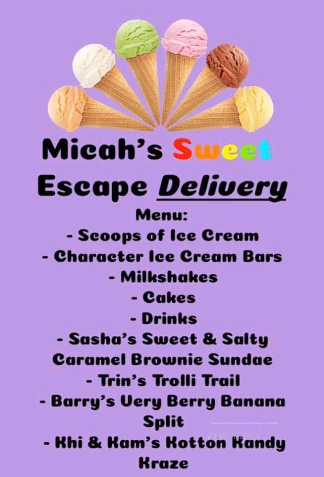 Micah's Sweet Escape - Albemarle, NC menu_pic
