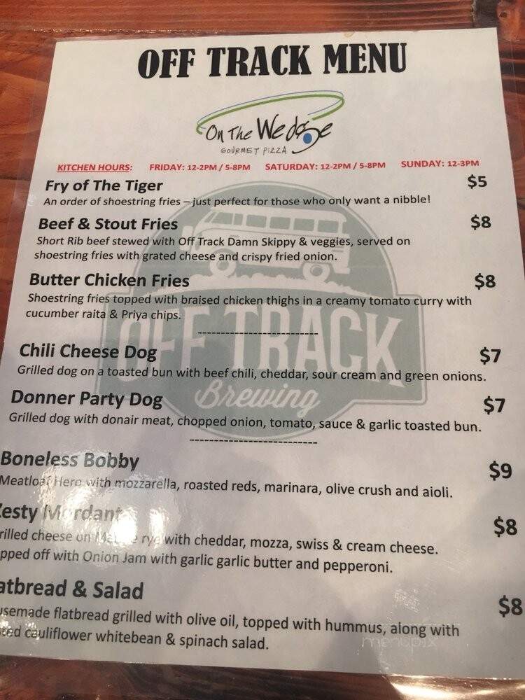 Off Track Brewing - Bedford, NS menu_pic