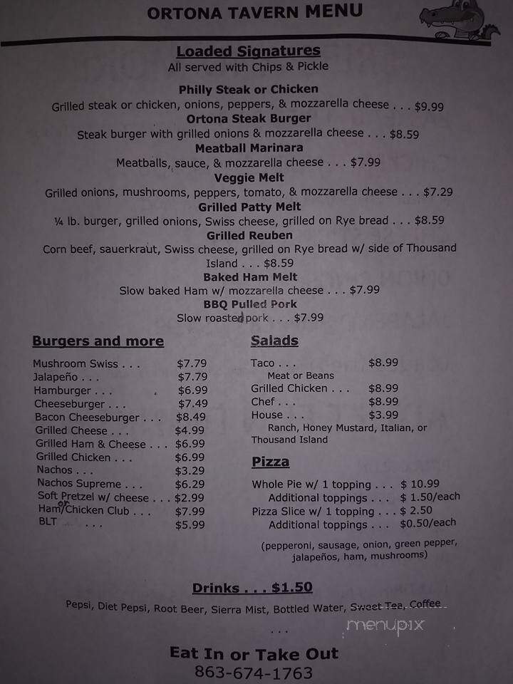 Ortona Tarvern - Moore Haven, FL menu_pic