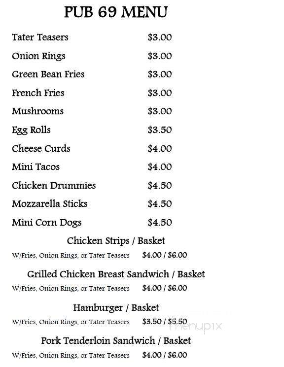 Pub 69/Twin Lakes - Twin Lakes, MN menu_pic