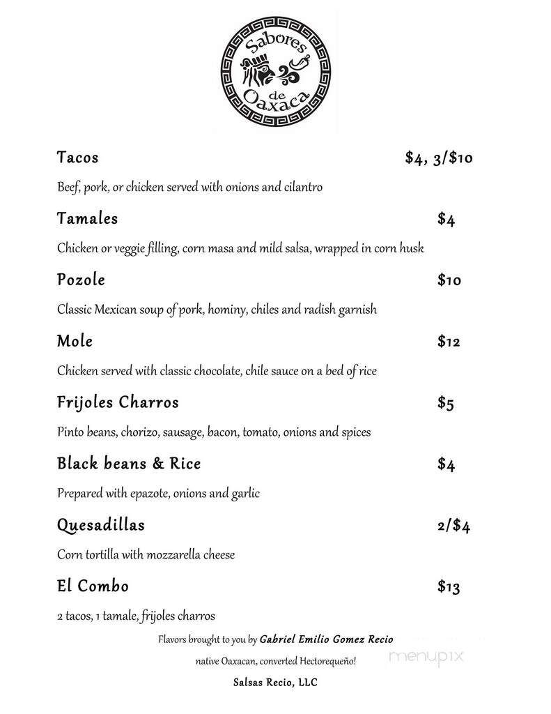 Sabores de Oaxaca - Hector, NY menu_pic