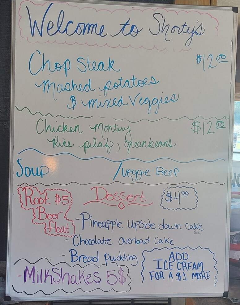Shorty N Friends Cafe - Dunnellon, FL menu_pic