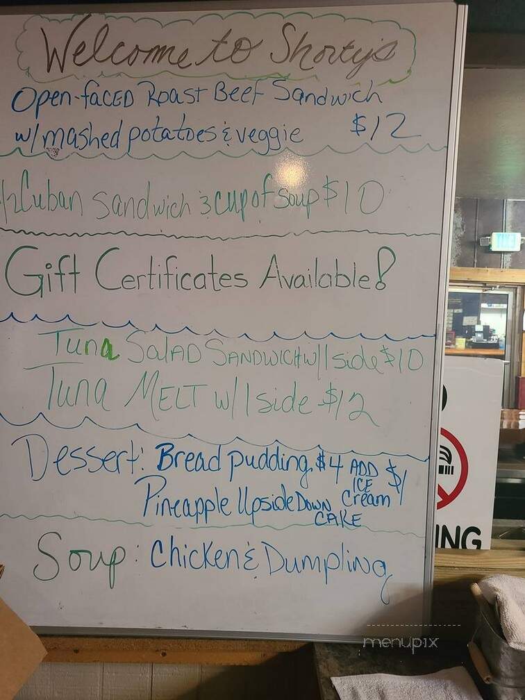 Shorty N Friends Cafe - Dunnellon, FL menu_pic
