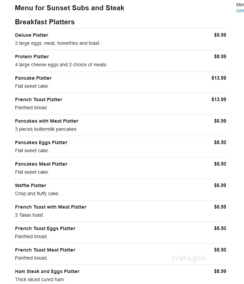Sunset Subs and Steak - New Castle, DE menu_pic