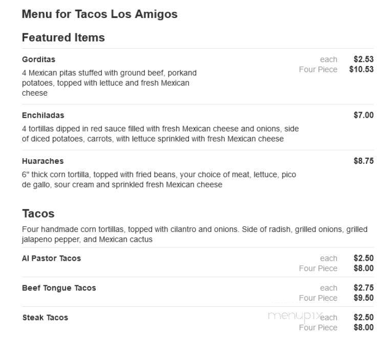 Tacos Los Amigos - Waynesboro, VA menu_pic