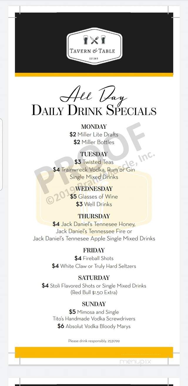 Tavern & Table - Hainesport, NJ menu_pic