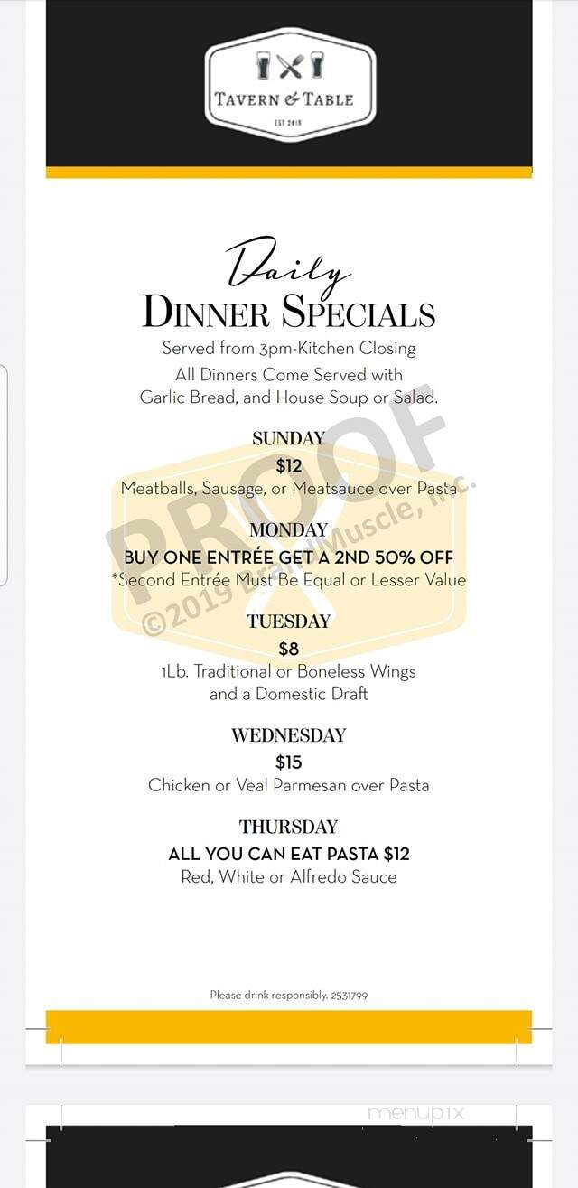 Tavern & Table - Hainesport, NJ menu_pic