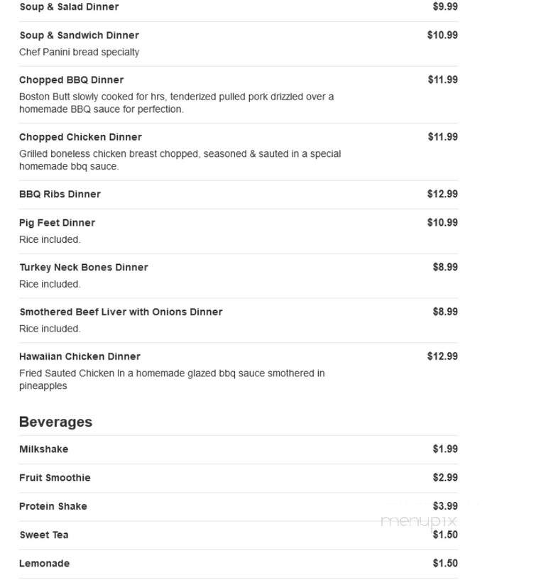 The Kitchen Palace - Aiken, SC menu_pic