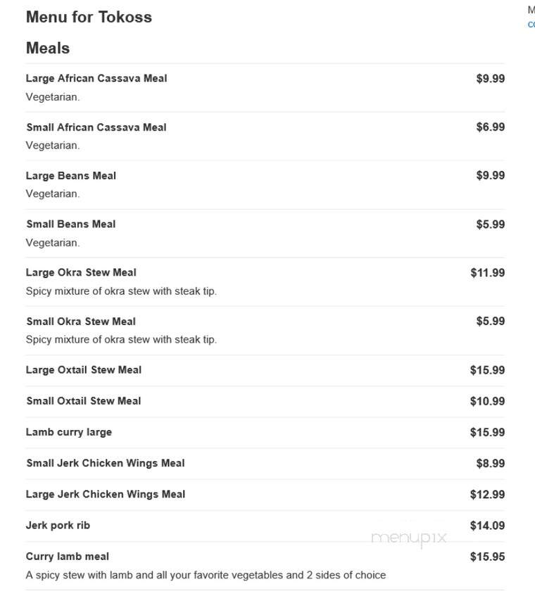 Tokoss - Manchester, NH menu_pic