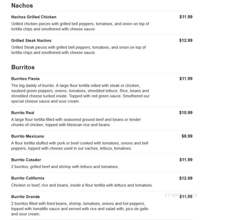 Toro Mexican Grill - White Pine, TN menu_pic