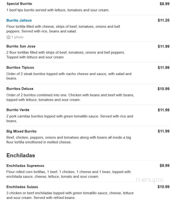 Toro Mexican Grill - White Pine, TN menu_pic