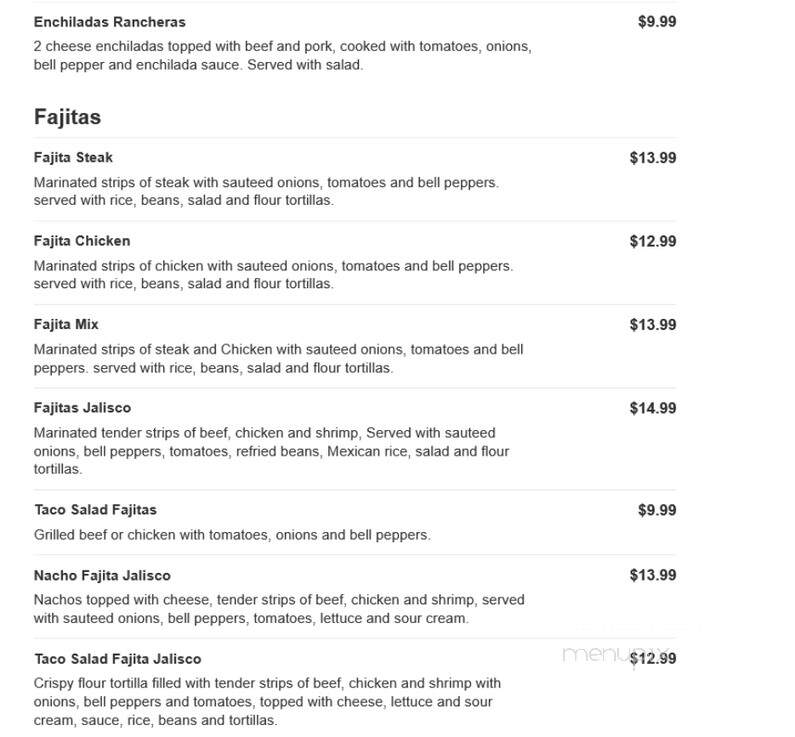 Toro Mexican Grill - White Pine, TN menu_pic