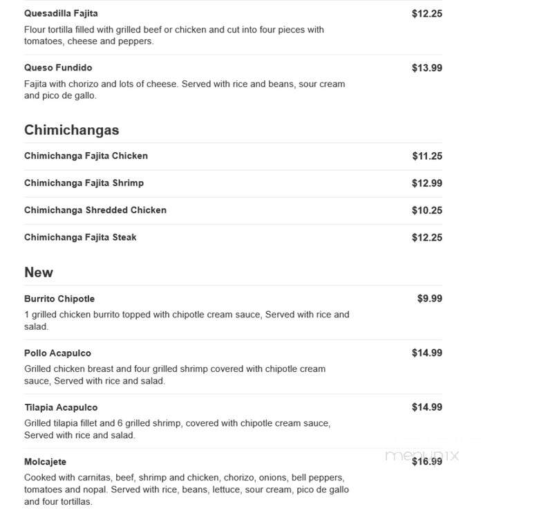 Toro Mexican Grill - White Pine, TN menu_pic
