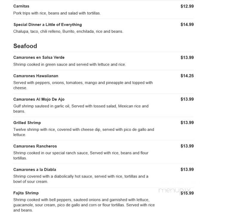 Toro Mexican Grill - White Pine, TN menu_pic