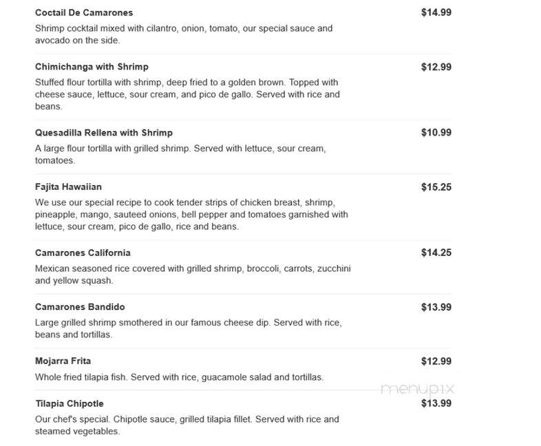 Toro Mexican Grill - White Pine, TN menu_pic