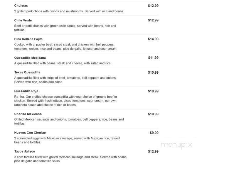Toro Mexican Grill - White Pine, TN menu_pic