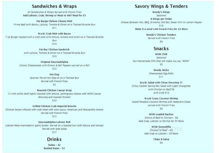 Woody's On Wheels - Smyrna, DE menu_pic