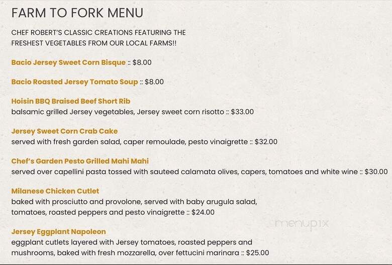 Bacio's - Palmyra, NJ menu_pic