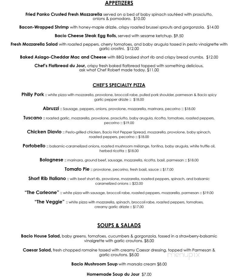 Bacio's - Palmyra, NJ menu_pic