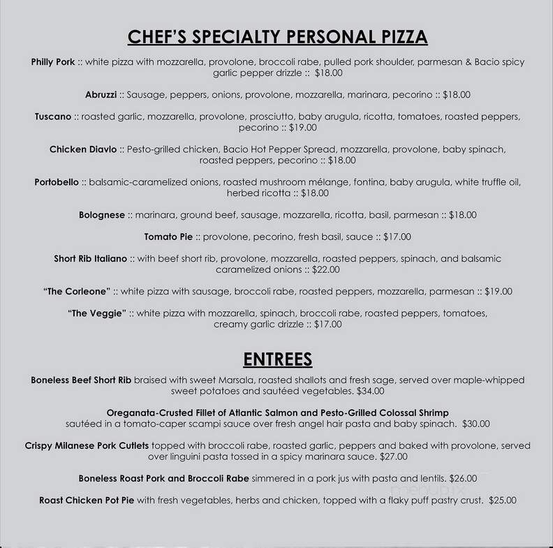 Bacio's - Palmyra, NJ menu_pic