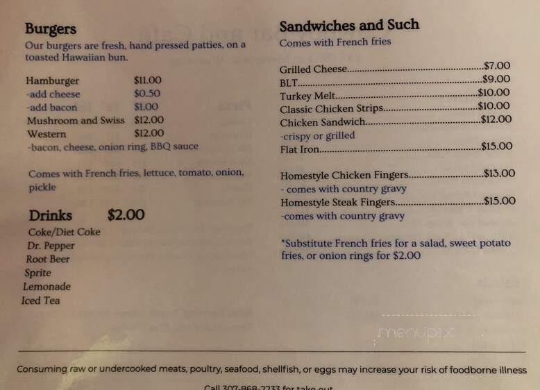 Cowboy Bar & Outlaw Cafe - Meeteetse, WY menu_pic
