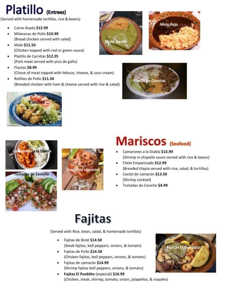 El Pueblito Mexican Kitchen - Medford, WI menu_pic