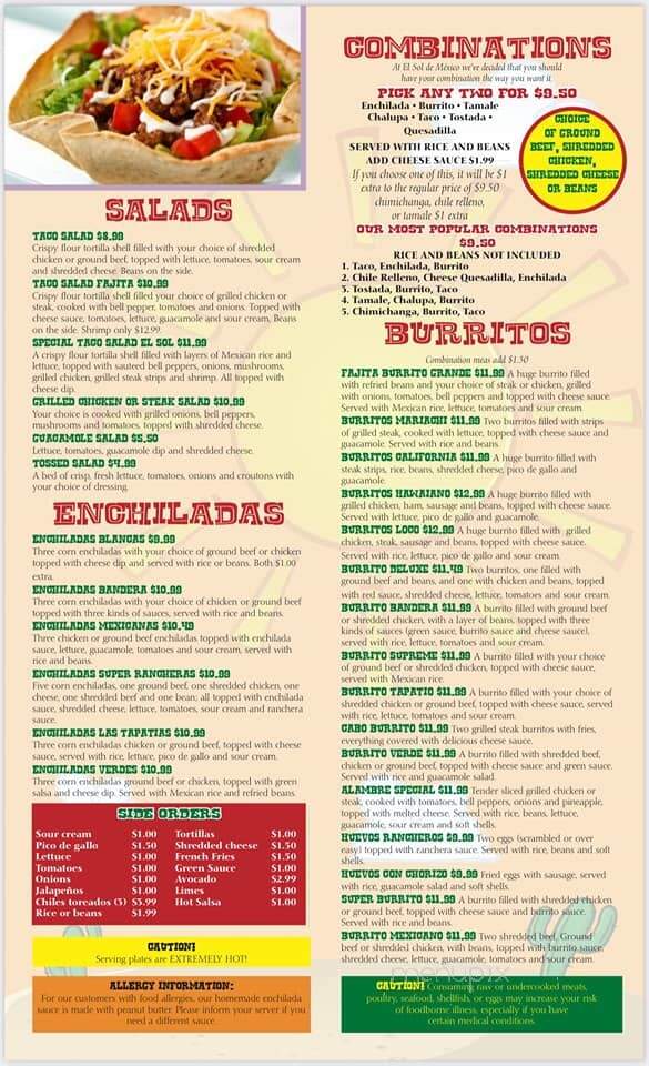 El sol de Mexico Mexican Bar & Grill - Humboldt, IA menu_pic