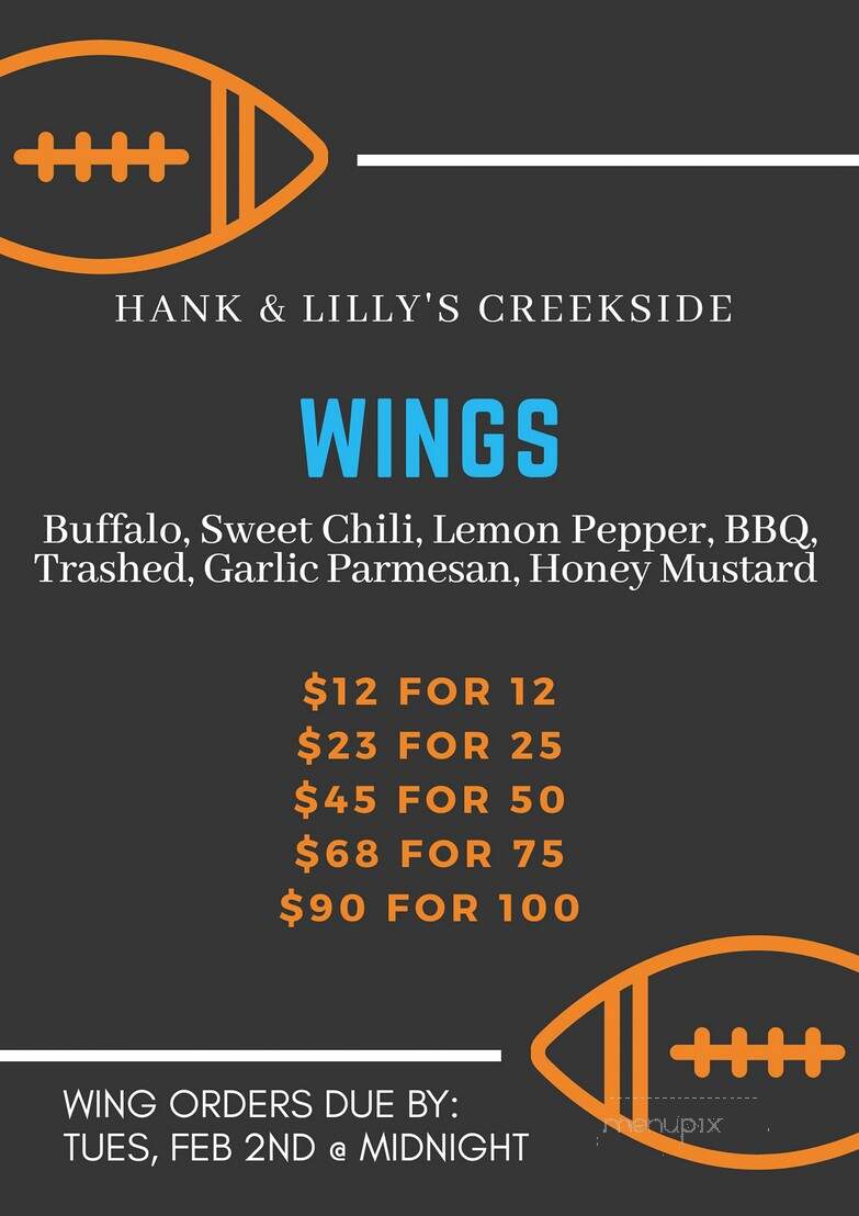 Hank and Lilly's - Maeystown, IL menu_pic