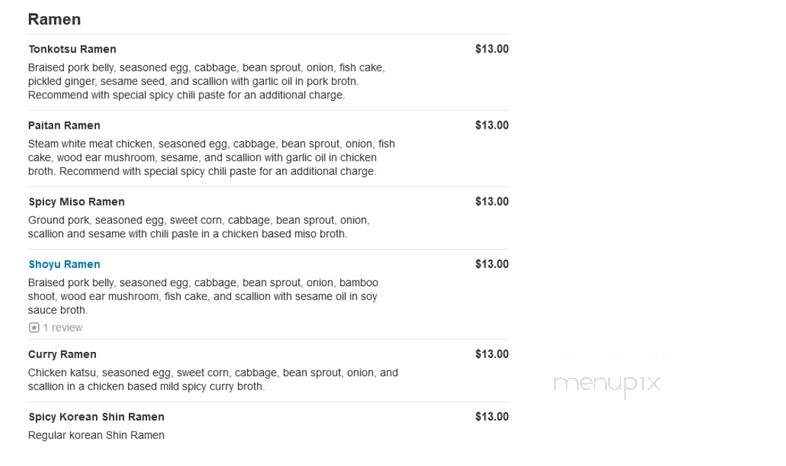 King Ramen & Poke Bowls - Summerville, SC menu_pic