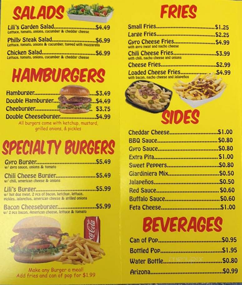 Lili's Hot Dogs - Manteno, IL menu_pic