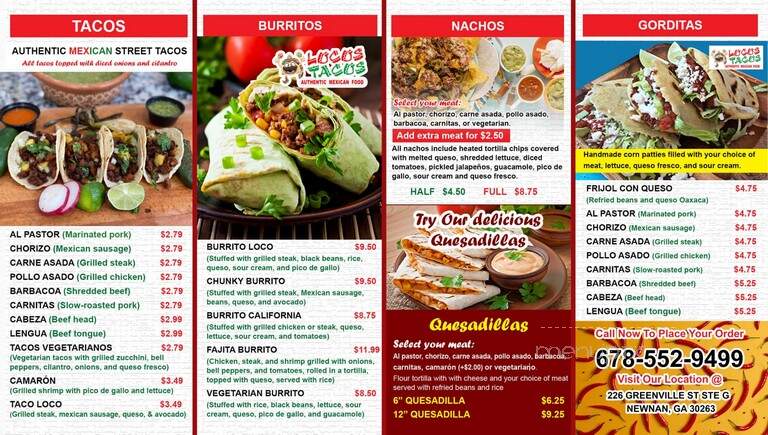Locos Tacos - Newnan, GA menu_pic