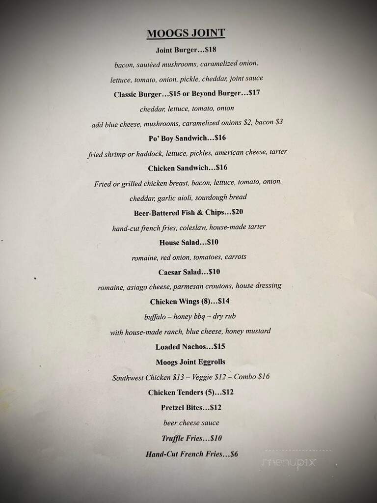 Moog's Joint - Johnson, VT menu_pic