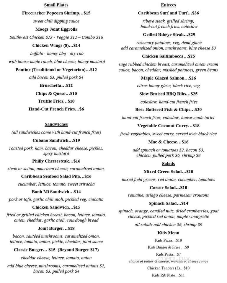 Moog's Joint - Johnson, VT menu_pic