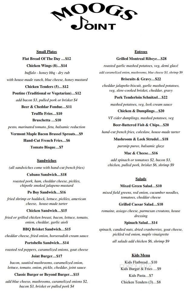 Moog's Joint - Johnson, VT menu_pic