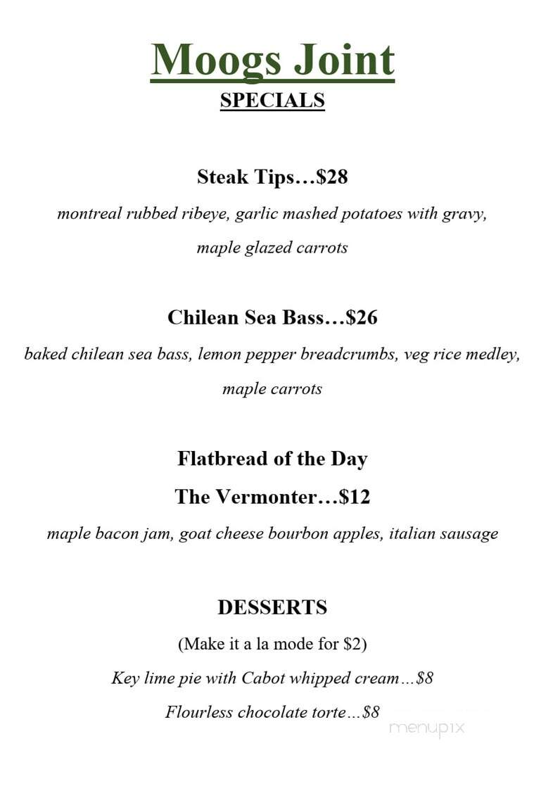 Moog's Joint - Johnson, VT menu_pic