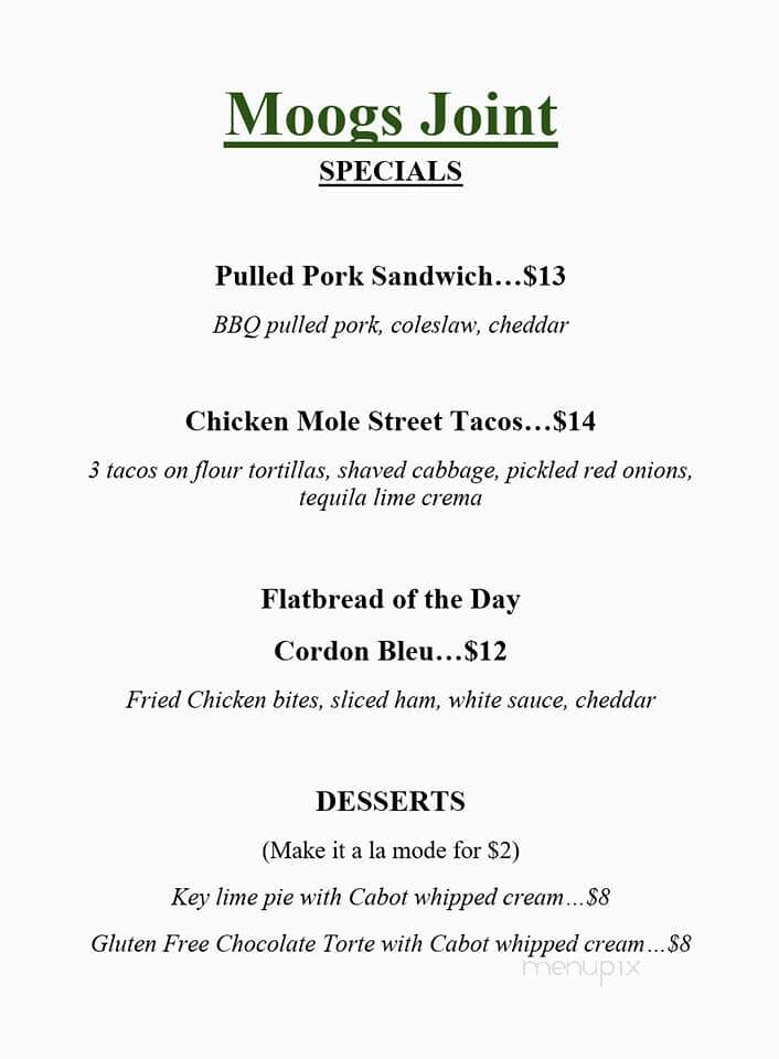 Moog's Joint - Johnson, VT menu_pic